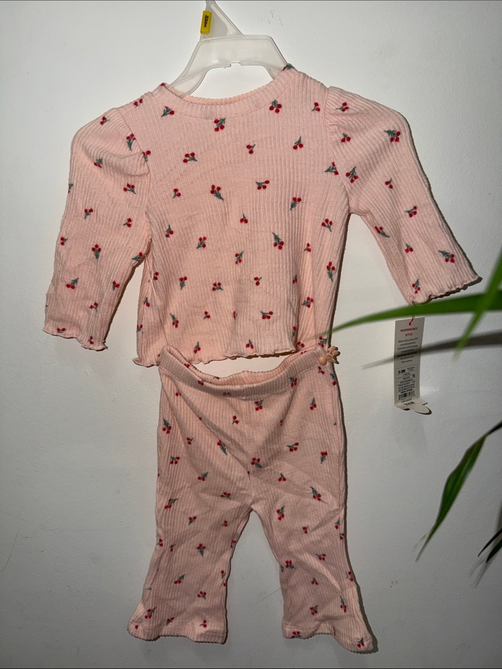 Cat & Jack Light Pink Cherry-Print Ribbed Pajama Set